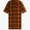 Stepped Hem Tartan Shirt Dress