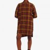 Stepped Hem Tartan Shirt Dress