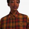 Stepped Hem Tartan Shirt Dress