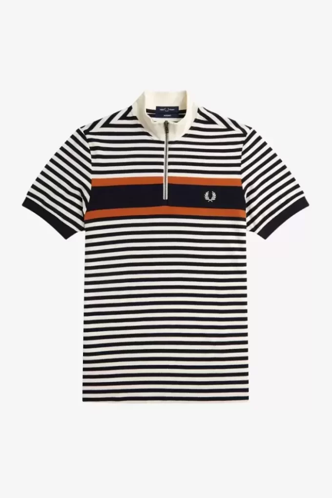 Striped Funnel Neck Men’s Shirt