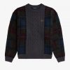 Tartan Panel Cable Knit Jumper Knitwear