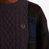 Tartan Panel Cable Knit Jumper Knitwear