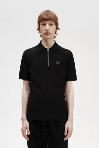 Textured Zip Neck Men’s Polo Shirt
