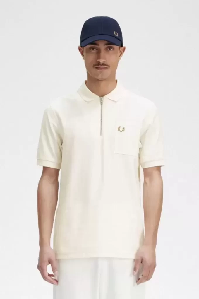 Textured Zip Neck Men’s Polo Shirt