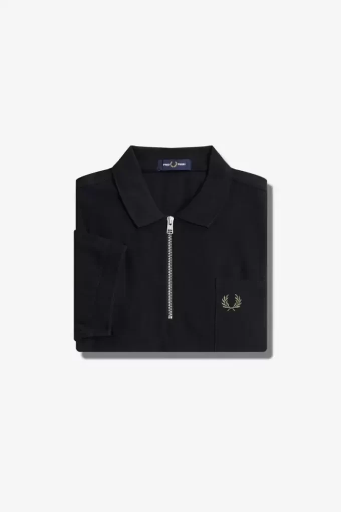Textured Zip Neck Men’s Polo Shirt