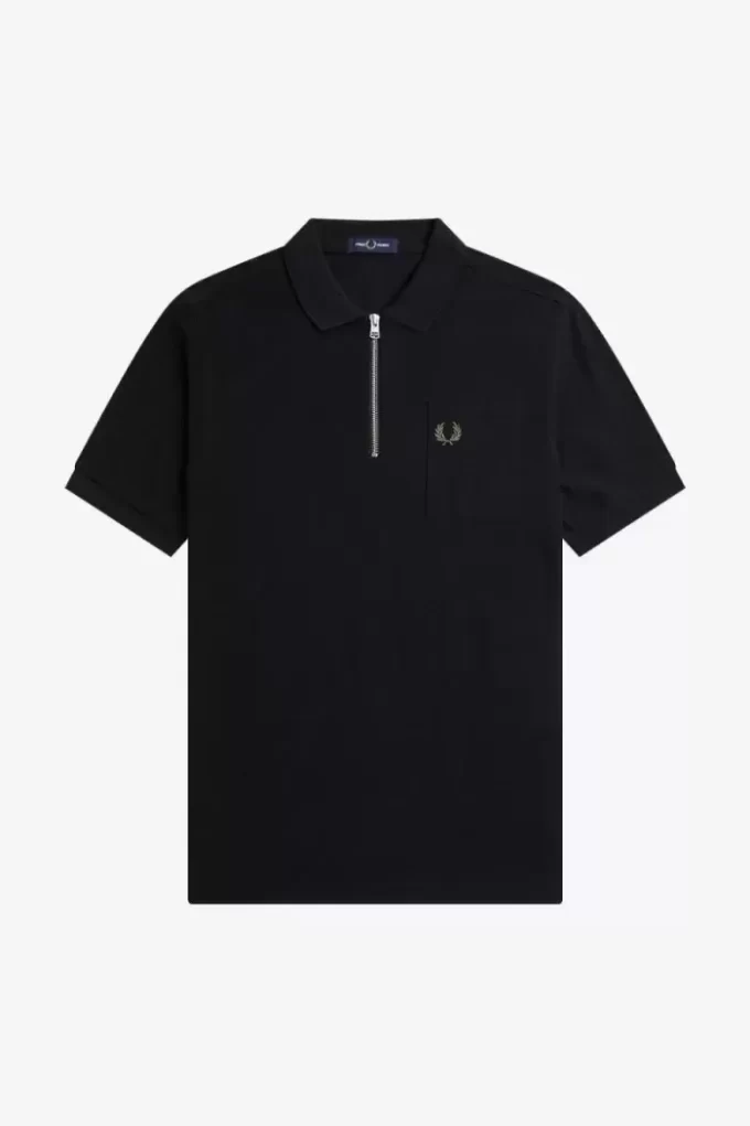 Textured Zip Neck Men’s Polo Shirt