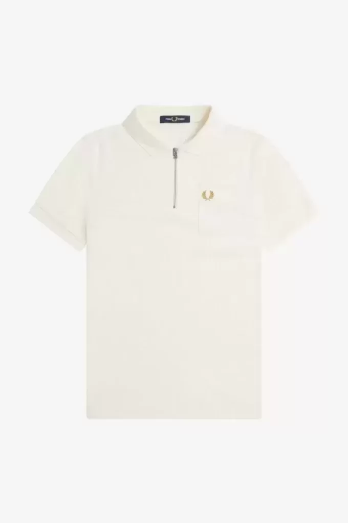 Textured Zip Neck Men’s Polo Shirt