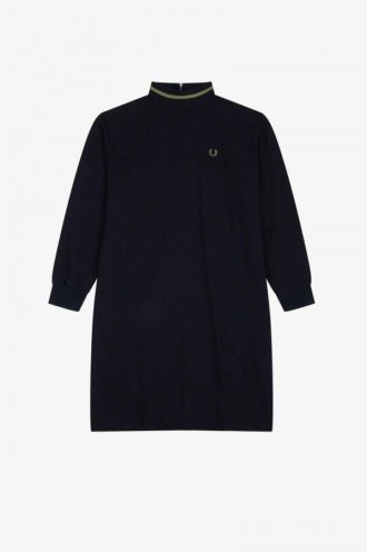 Tipped Mock Neck Dress