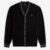 Tipped Piqué Textured Cardigan Sweatshirts