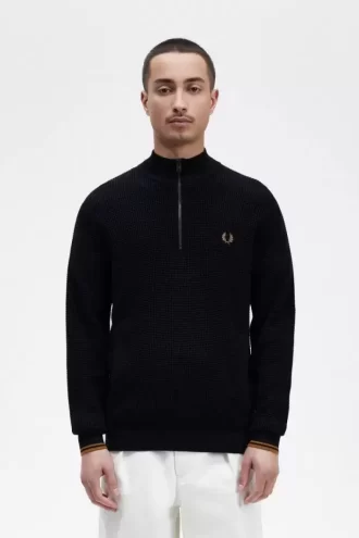 Waffle Stitch Half Zip Men’s Jumper