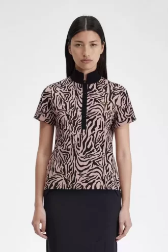 Zebra Print Women’s Polo Shirt